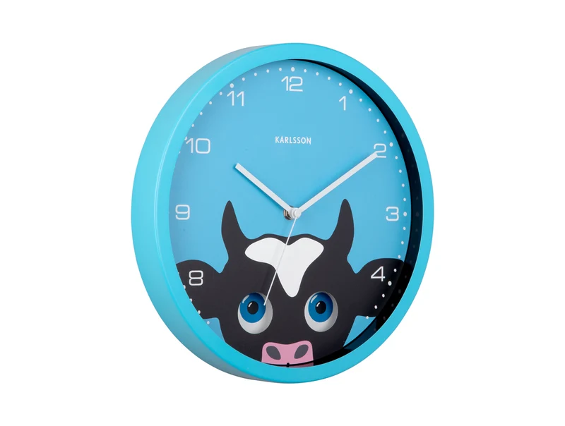 Karlsson Peekaboo Cow KA5997BL Wanduhr Blau • Bewegliche Augen • Kinderzimmer-Design