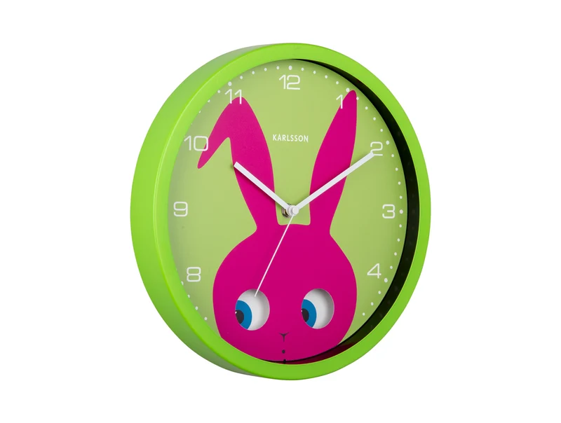 Karlsson Peekaboo Bunny KA5997DG Wanduhr Dunkelgrün • Bewegliche Augen • Kinderzimmer-Design