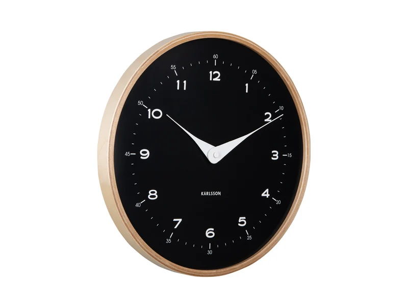 Karlsson Osado Dome KA5995BK Wanduhr Schwarzes Holz • Sweep-Uhrwerk • 12h/24h-Anzeige