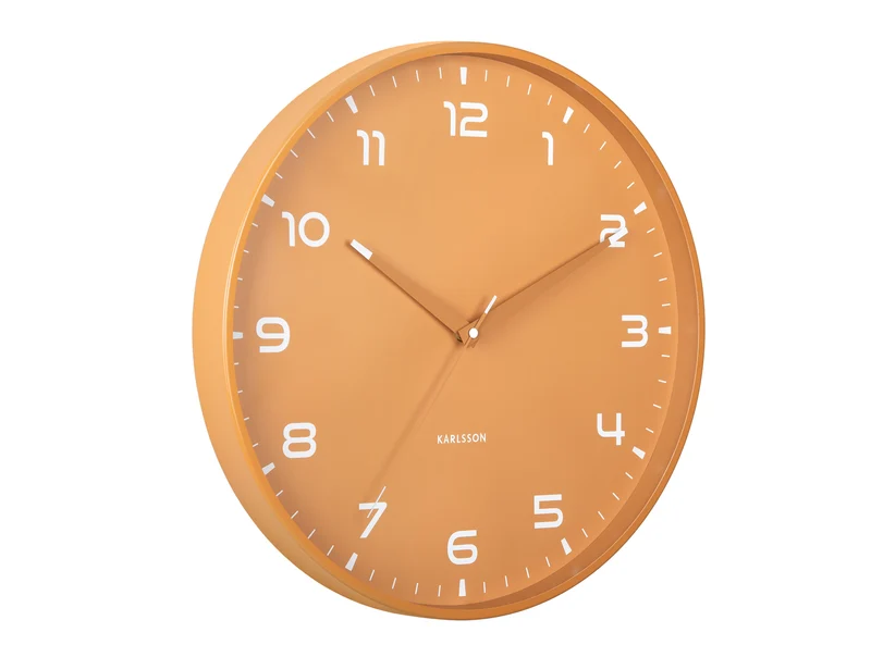 Karlsson Orgullo KA6053YE Wanduhr Ockergelb • Geräuschloses Sweep-Uhrwerk • Aluminium-Gehäuse