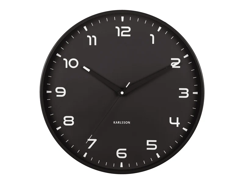 Karlsson Orgullo KA6053BK Wanduhr Schwarz • Geräuschloses Sweep-Uhrwerk • Minimalistisches Design