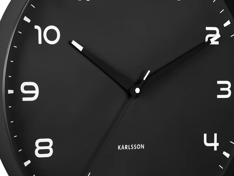 Karlsson Orgullo KA6053BK Wanduhr Schwarz • Geräuschloses Sweep-Uhrwerk • Minimalistisches Design
