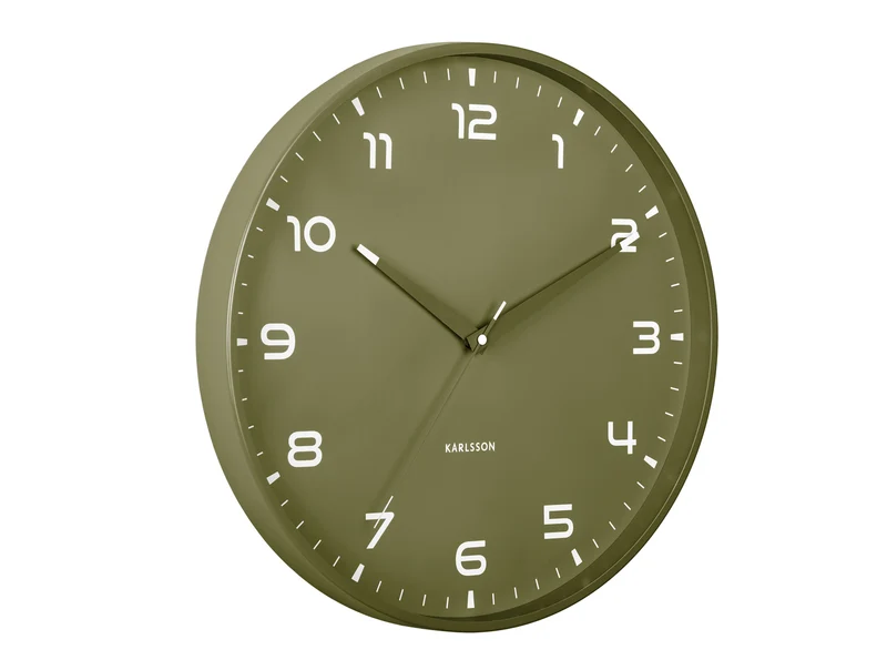 Karlsson Orgullo KA6053GR Wanduhr Armygrün • Geräuschloses Sweep-Uhrwerk • Minimalistisches Design