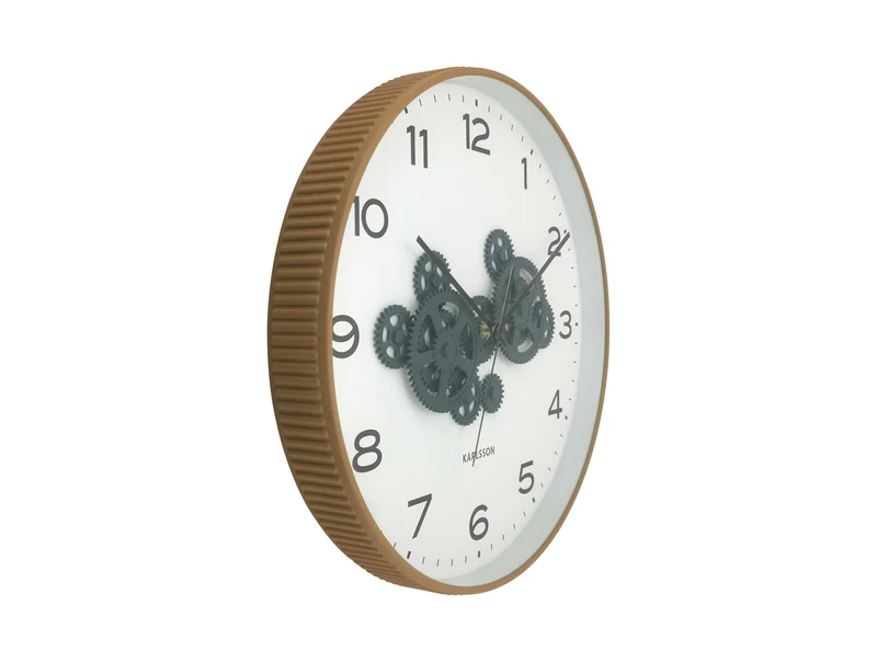 Karlsson Open Gear KA6093YE Wanduhr Ockergelb • Sweep-Uhrwerk • Offenes Zahnraddesign