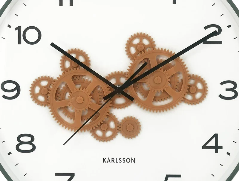 Karlsson Open Gear KA6093GR Wanduhr Dschungelgrün • Sweep-Uhrwerk • Sichtbares Zahnradwerk