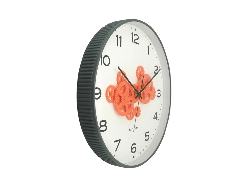 Karlsson Open Gear KA6093GY Wanduhr Grau • Sweep-Uhrwerk • Sichtbares Zahnradwerk