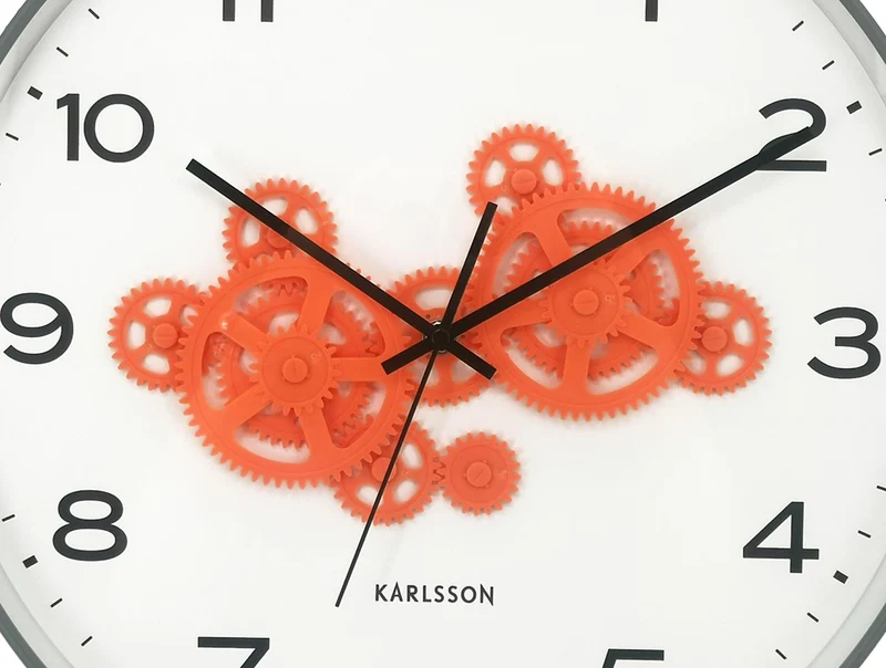 Karlsson Open Gear KA6093GY Wanduhr Grau • Sweep-Uhrwerk • Sichtbares Zahnradwerk