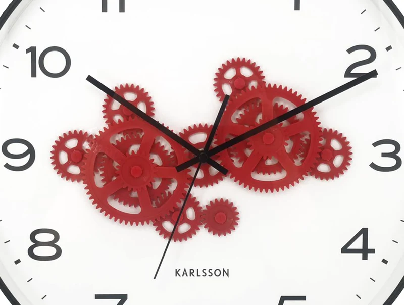 Karlsson Open Gear KA6093BK Wanduhr Schwarz • Sichtbares Zahnradwerk • Sweep-Uhrwerk