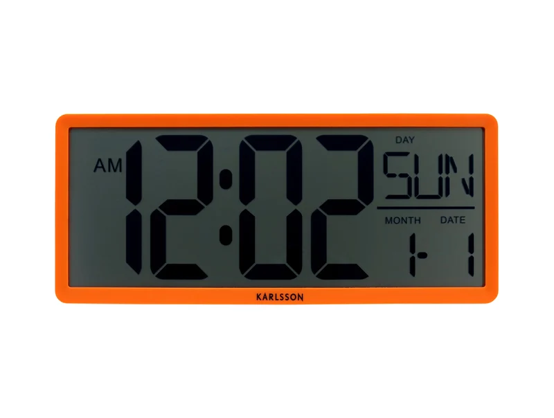 Karlsson Retro LCD KA6020OR Wanduhr Neonorange • Digitale LCD-Anzeige • Wand- und Tischnutzung