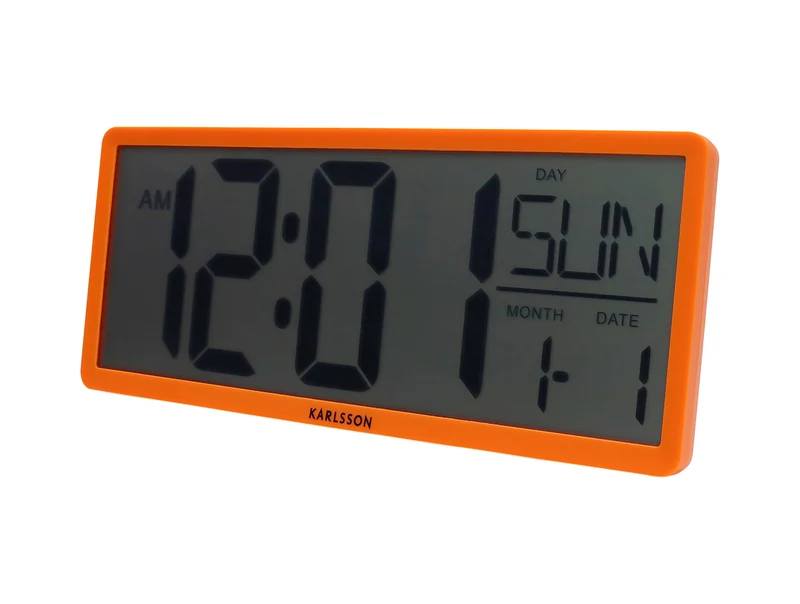 Karlsson Retro LCD KA6020OR Wanduhr Neonorange • Digitale LCD-Anzeige • Wand- und Tischnutzung