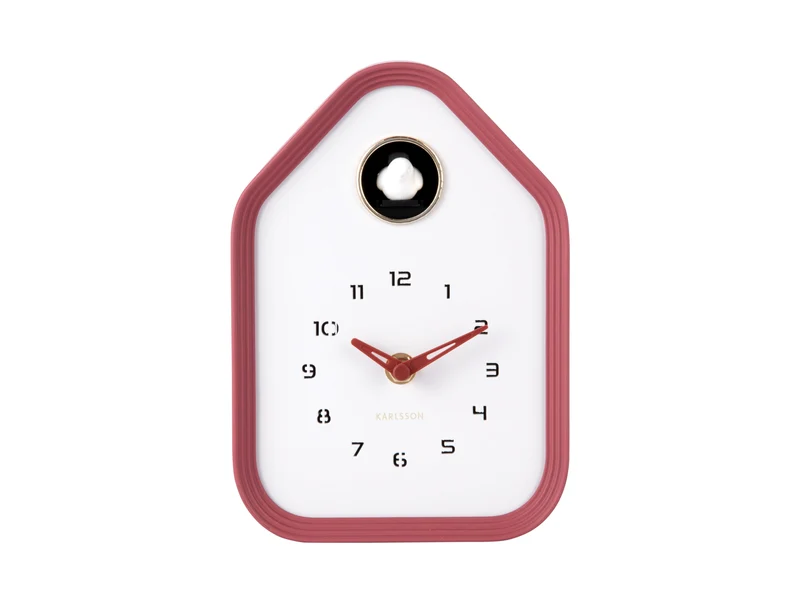 Karlsson Reina Cuckoo KA6121RD Wanduhr Bordeauxrot • Kuckucksruf • Wand- und Tischnutzung