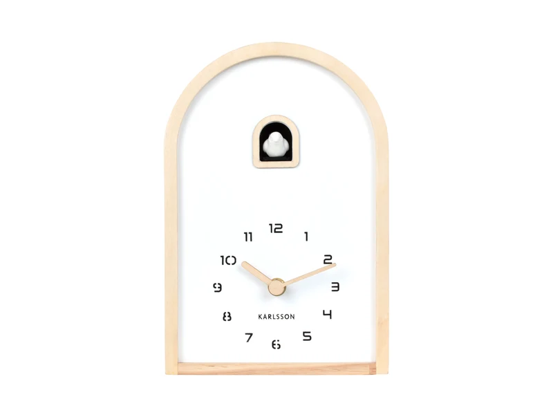 Karlsson Curva Cuckoo KA6126WD Wanduhr Hellholz • Kuckucksuhr-Design • Wand- und Tischnutzung