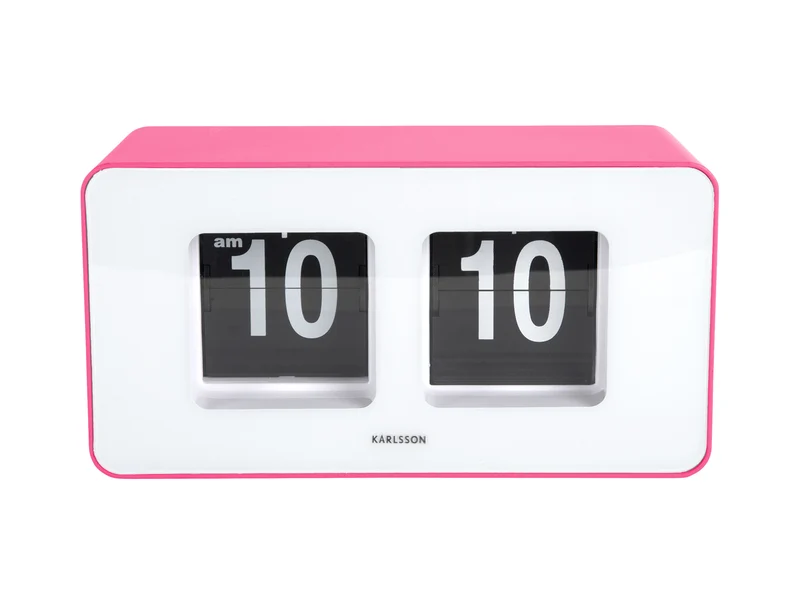 Karlsson Funky Flip KA6042BP Wanduhr Pink • Klappzahlen-Anzeige • Tisch- und Wandmontage