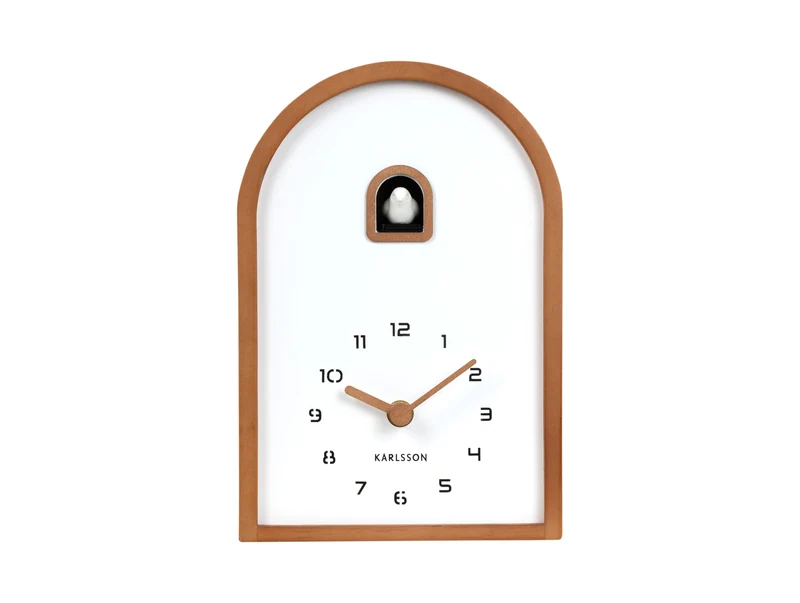 Karlsson Curva Cuckoo KA6126DW Wanduhr Dunkles Holz • Kuckucksdesign • Tisch- und Wanduhr