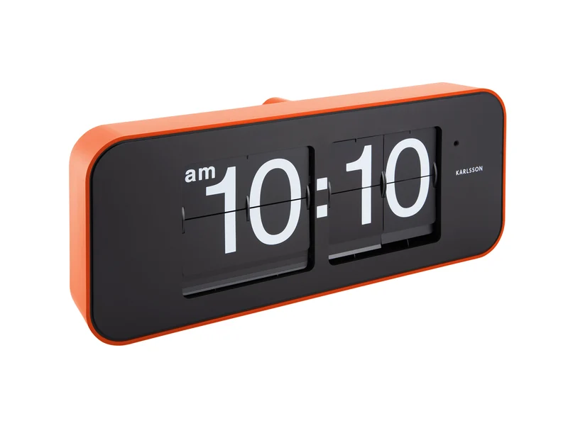 Karlsson Wide Flip KA5999OR Wanduhr Orange • Klappzahlen-Retro-Design • Batteriebetrieb