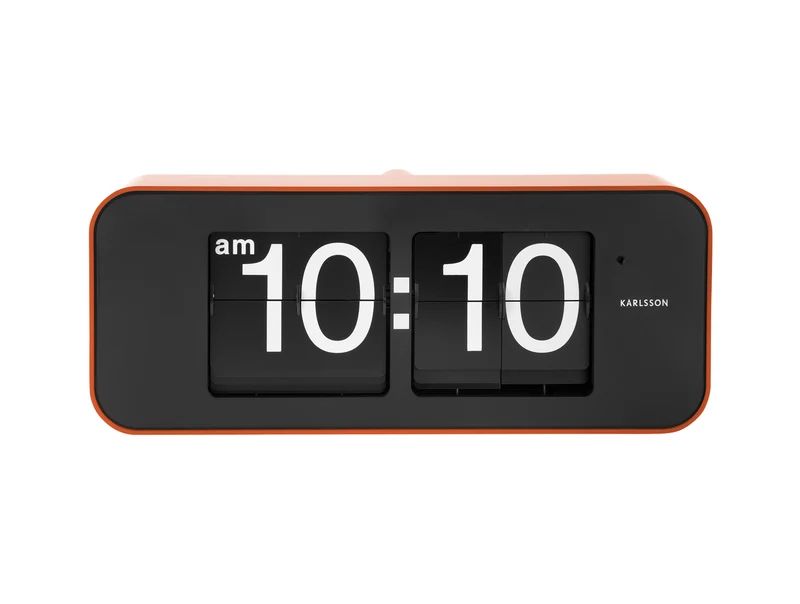 Karlsson Wide Flip KA5999OR Wanduhr Orange • Klappzahlen-Retro-Design • Batteriebetrieb