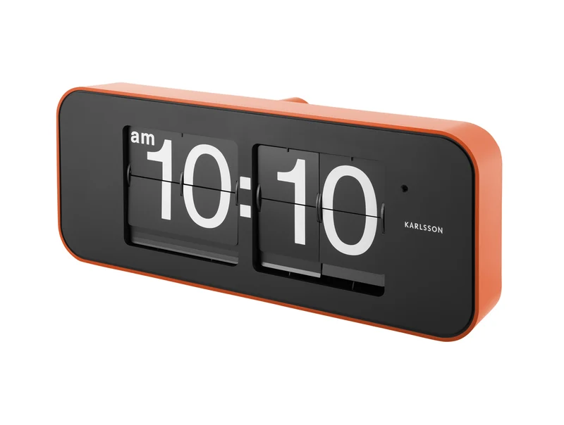 Karlsson Wide Flip KA5999OR Wanduhr Orange • Klappzahlen-Retro-Design • Batteriebetrieb