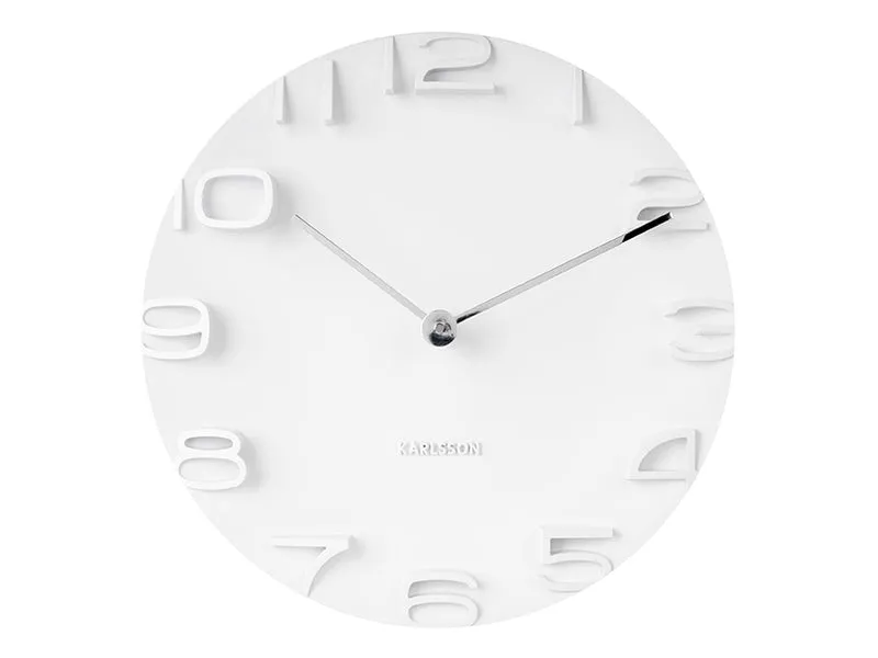 Karlsson On The Edge KA5311WH Wanduhr Weiß • Geräuschloser Schrittmotor • Chromfarbene Zeiger