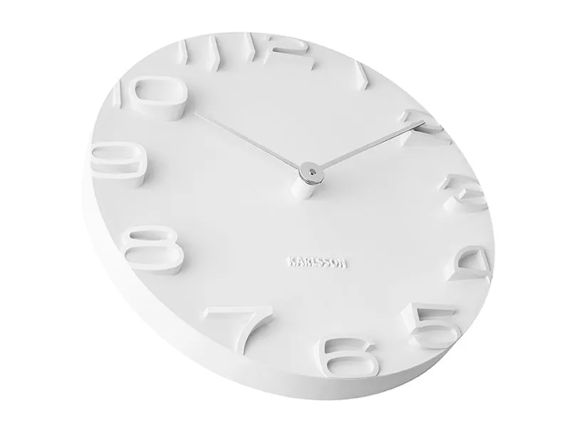 Karlsson On The Edge KA5311WH Wanduhr Weiß • Geräuschloser Schrittmotor • Chromfarbene Zeiger