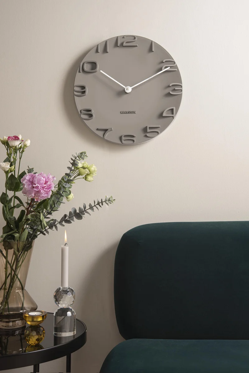 Karlsson On The Edge KA5311GY Wanduhr Warmgrau • Arabische Randindizes • Modernes Design