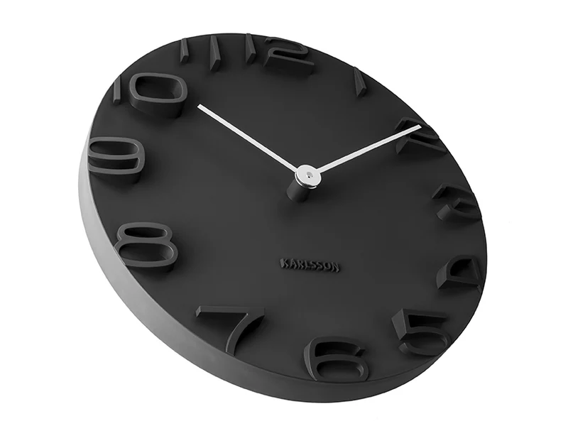 Karlsson On The Edge KA5311BK Wanduhr Schwarz • Geräuschloses Quarzwerk • Chromfarbene Zeiger