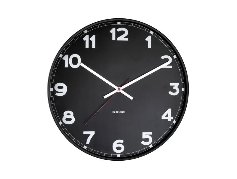 Karlsson New Classic Medium KA5847BK Wanduhr Schwarz • Geräuschloses Sweep-Uhrwerk • Zeitloses Design