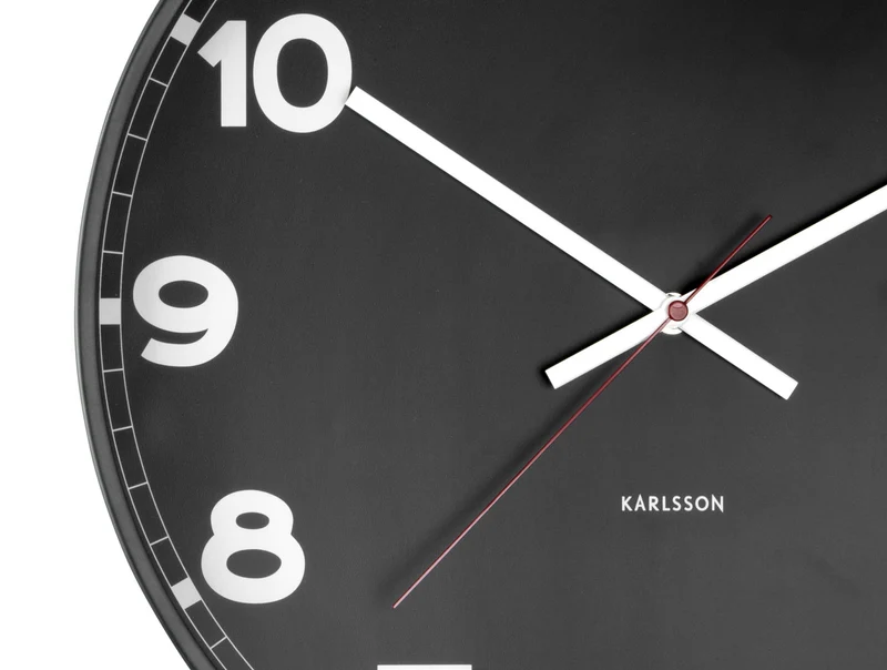 Karlsson New Classic Medium KA5847BK Wanduhr Schwarz • Geräuschloses Sweep-Uhrwerk • Zeitloses Design
