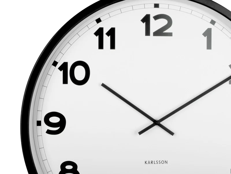 Karlsson New Classic Large KA5848WH Wanduhr Weiß • Geräuschloses Sweep-Uhrwerk • Großes Zifferblatt