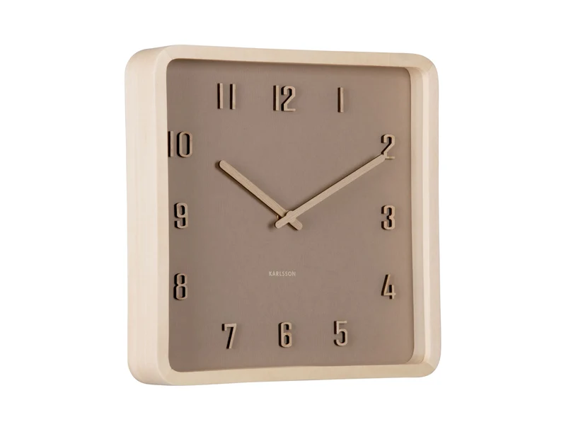 Karlsson Nervadura Square KA6118BR Wanduhr Braun • Geräuschloses Sweep-Uhrwerk • Echtes Holz