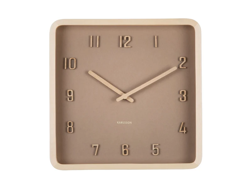 Karlsson Nervadura Square KA6118BR Wanduhr Braun • Geräuschloses Sweep-Uhrwerk • Echtes Holz