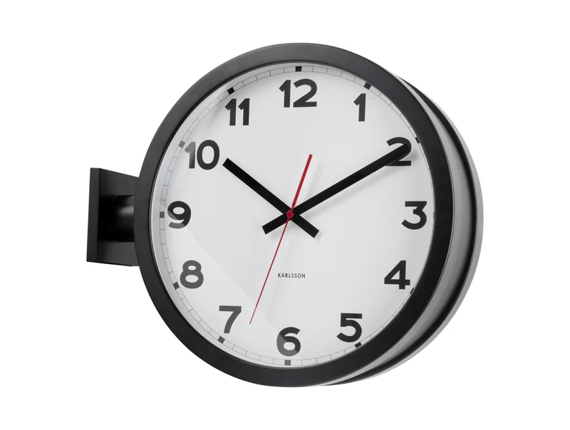 Karlsson New Classic Double Sided KA5966WH Wanduhr Weiß • Beidseitig ablesbar • Aluminium-Gehäuse