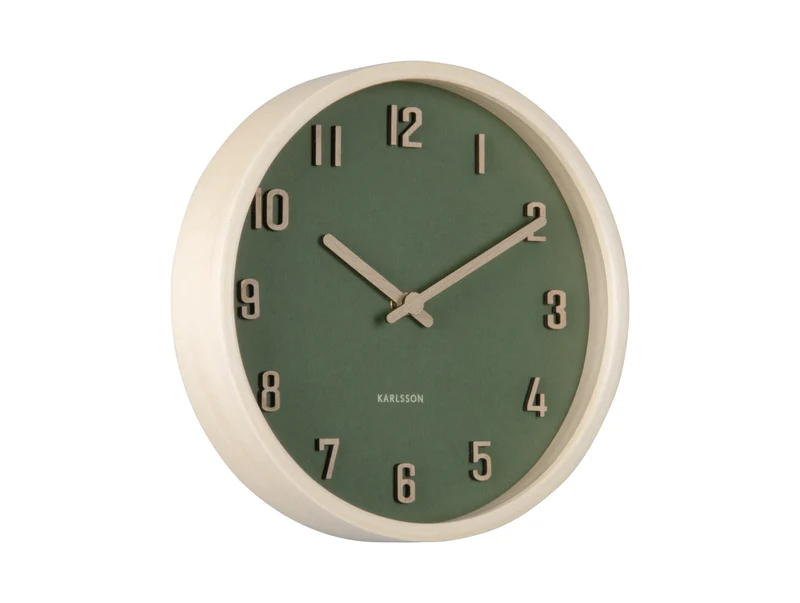 Karlsson Nervadura Small KA6116GR Wanduhr Dunkelgrün • Geräuschloses Sweep-Uhrwerk • Echtholz Lindenholz