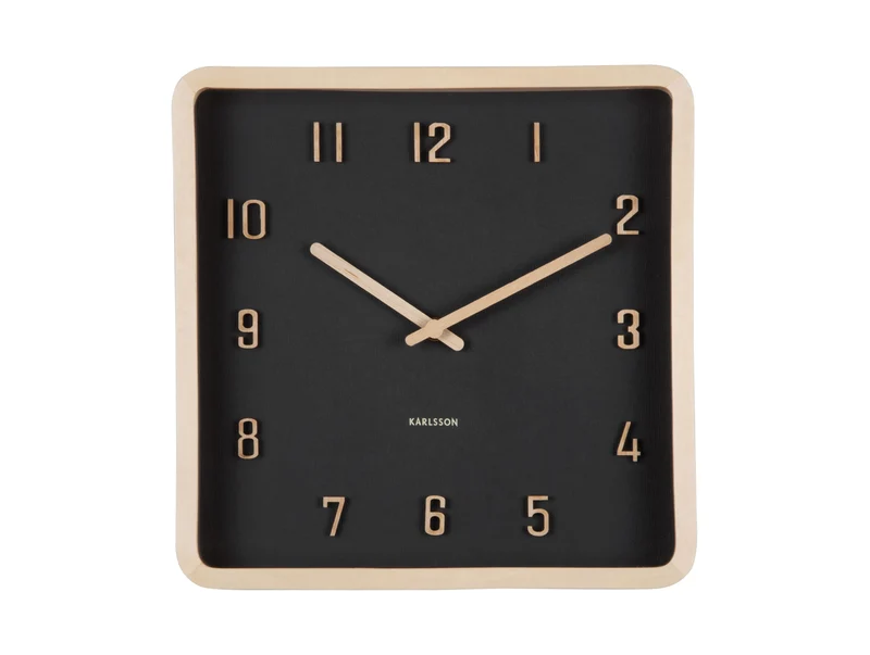 Karlsson Nervadura Square KA6118BK Wanduhr Schwarz • Geräuschloses Sweep-Uhrwerk • Natürliches Bassholz