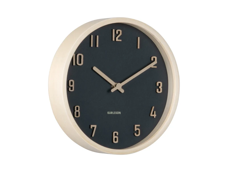 Karlsson Nervadura Small KA6116BK Wanduhr Schwarz • Geräuschloses Sweep-Uhrwerk • Natürliches Bassholz