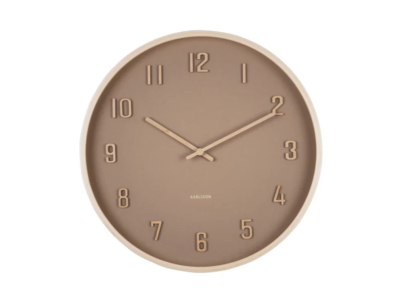 Karlsson Nervadura KA6117BR Wanduhr Braun • Geräuschloses Sweep-Uhrwerk • Echtes Bassholz