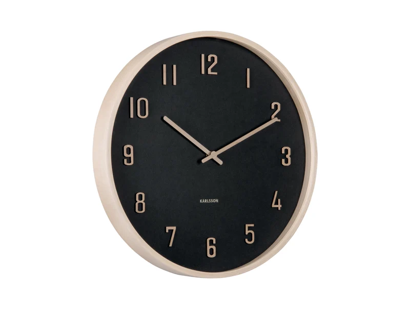 Karlsson Nervadura KA6117BK Wanduhr Schwarz • Geräuschloses Sweep-Uhrwerk • Bassholz-Design