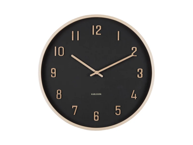 Karlsson Nervadura KA6117BK Wanduhr Schwarz • Geräuschloses Sweep-Uhrwerk • Bassholz-Design