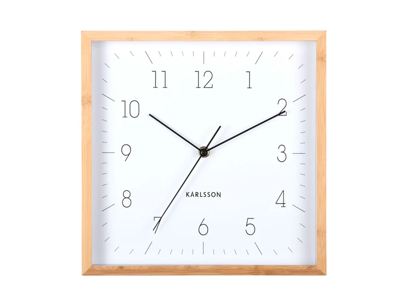 Karlsson Neat Cuadrado KA6114WH Wanduhr Weiß • Geräuschloses Sweep-Uhrwerk • Bambus-Gehäuse