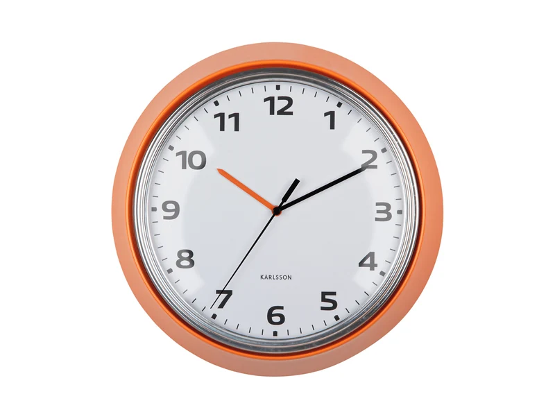 Karlsson Modern Retro KA6006OR Wanduhr Leuchtorange • Geräuschloses Sweep-Uhrwerk • Design von Armando Breeveld