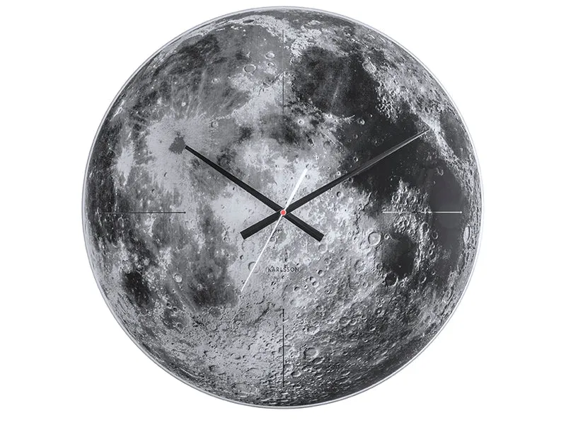 Karlsson Moon KA5475 Wanduhr Grau • Spiegelglas-Design • Lautloses Sweep-Uhrwerk
