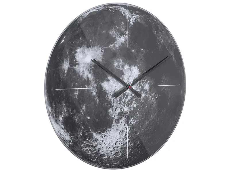 Karlsson Moon KA5475 Wanduhr Grau • Spiegelglas-Design • Lautloses Sweep-Uhrwerk