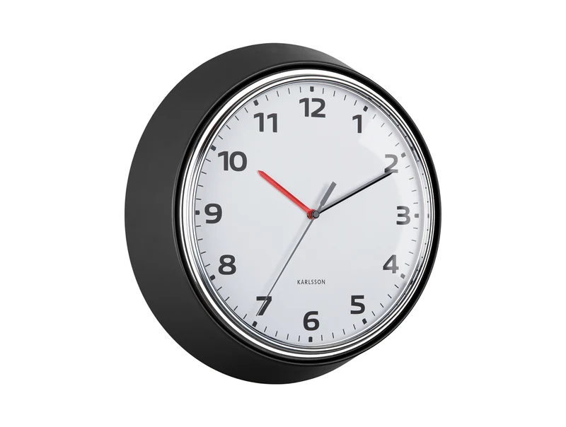 Karlsson Modern Retro KA6006BK Wanduhr Schwarz • Sweep-Uhrwerk • Retro-Design
