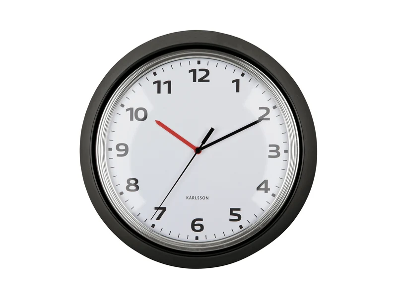 Karlsson Modern Retro KA6006BK Wanduhr Schwarz • Sweep-Uhrwerk • Retro-Design