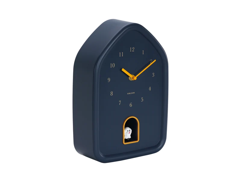 Karlsson Modern Doggy KA6098DB Wanduhr Dunkelblau • Stündlicher Hundebell • Sweep-Uhrwerk