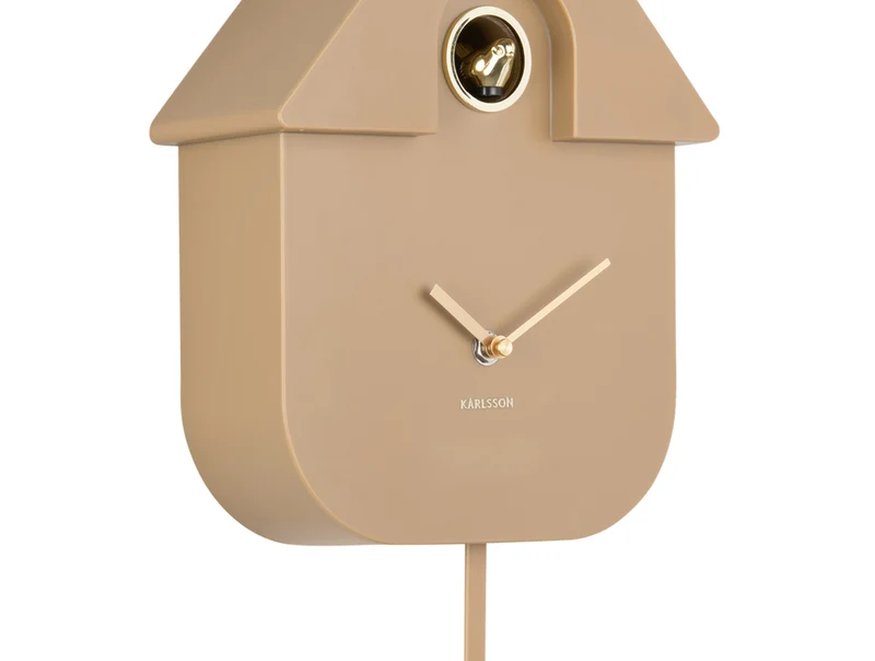 Karlsson Modern Cuckoo Oro KA6094BR Wanduhr Mochabraun • Kuckucksruf stündlich • Pendeluhr