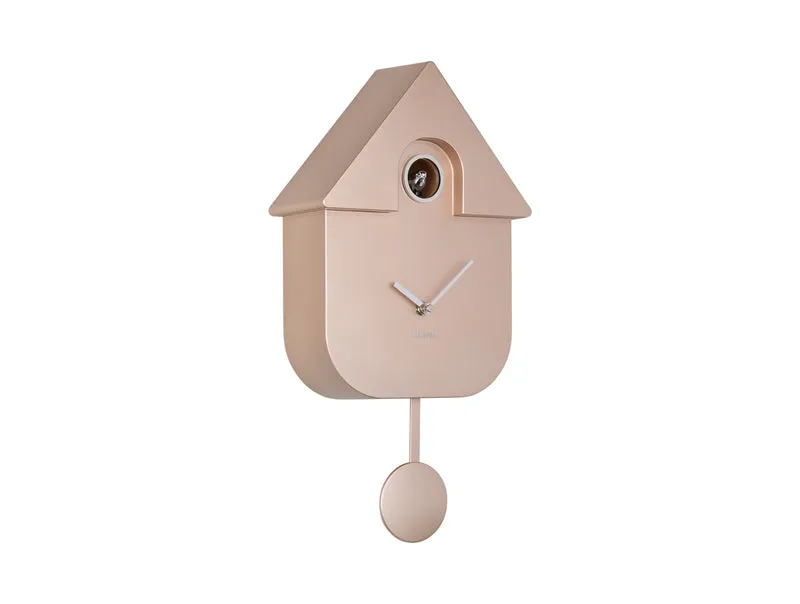 Karlsson Modern Cuckoo KA5867RG Wanduhr Metallic Roségold • Pendelwerk mit Kuckucksruf • Automatische Nachtabschaltung