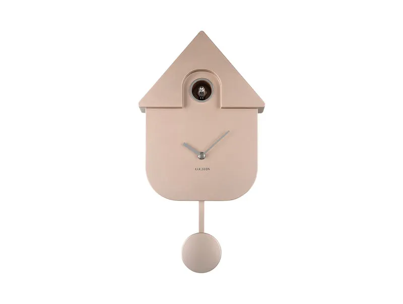 Karlsson Modern Cuckoo KA5867RG Wanduhr Metallic Roségold • Pendelwerk mit Kuckucksruf • Automatische Nachtabschaltung