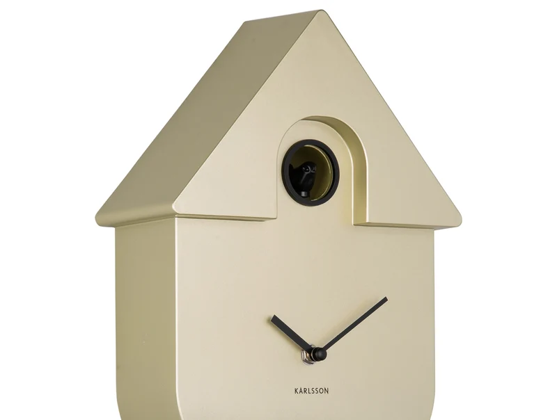Karlsson Modern Cuckoo Metallic KA5867GD Wanduhr Metallic-Gold • Kuckucksruf zur vollen Stunde • Pendel mit modernem Design