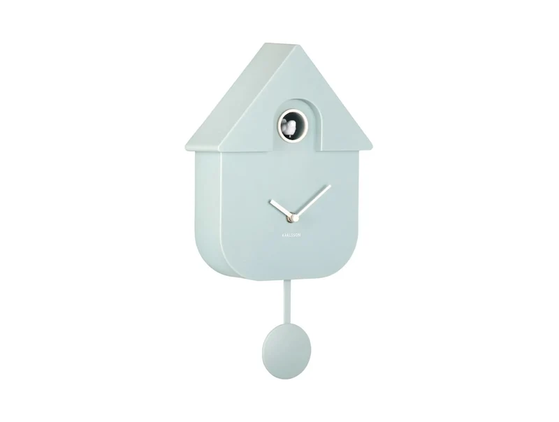 Karlsson Modern Cuckoo KA5768LB Wanduhr Hellblau • Kuckucksruf zur vollen Stunde • Schwingpendel
