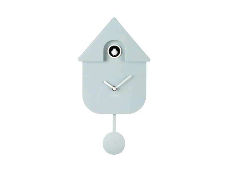 Karlsson Modern Cuckoo KA5768LB Wanduhr Hellblau • Kuckucksruf zur vollen Stunde • Schwingpendel